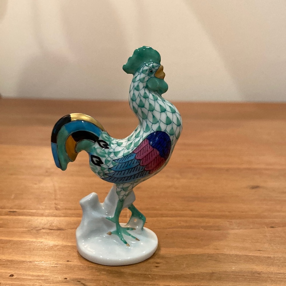 Vintage Green Herend Rooster